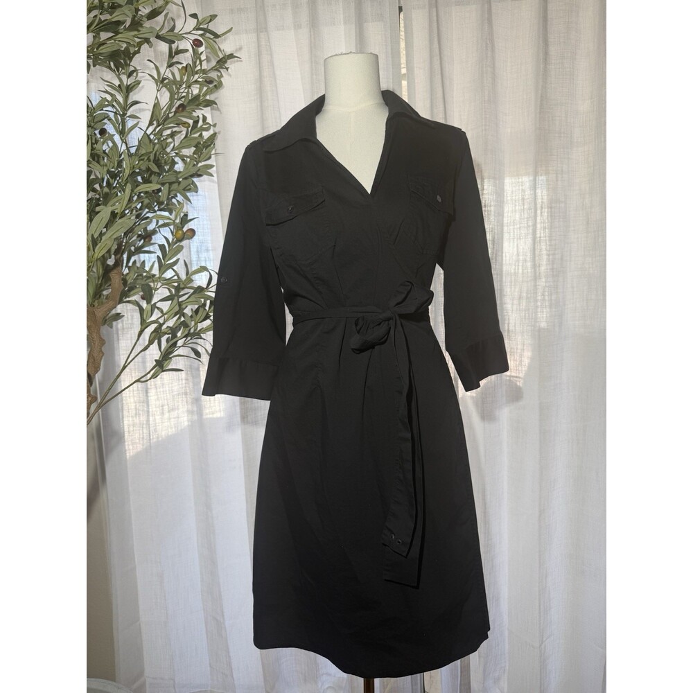 Converse One Star Womens Black Shirt Dress Size L Large Utility Safari Wrap Tie